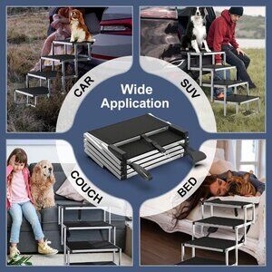 Dog Stairs for Car, Foldable Dog Ramp for Car with Non-Slip Surface